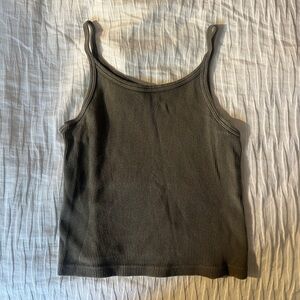 Brandy Melville Olive Green Ribbed Tank Top